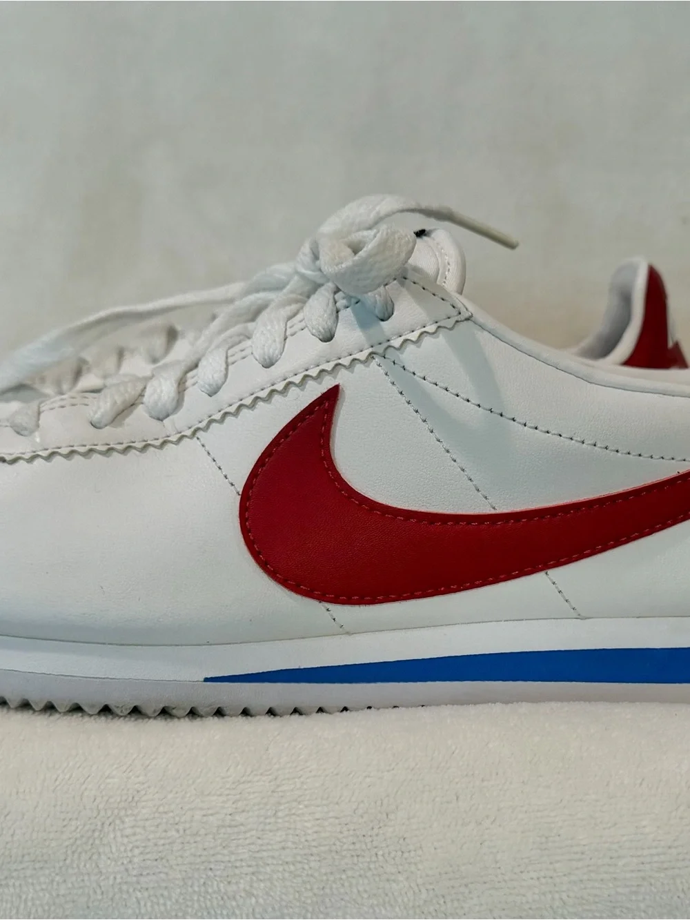 Nike White Red Blue Classic Cortez-Style Athletic Shoes - Forest Gump